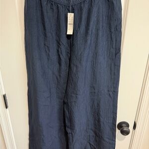 J. Crew Navy Crinkle Pull-On trouser